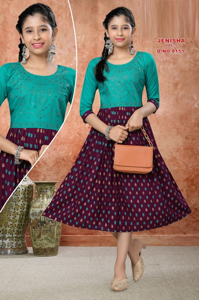 Jenisha Vol 3 Girls Anarkali Kurti  Kids Catalog
